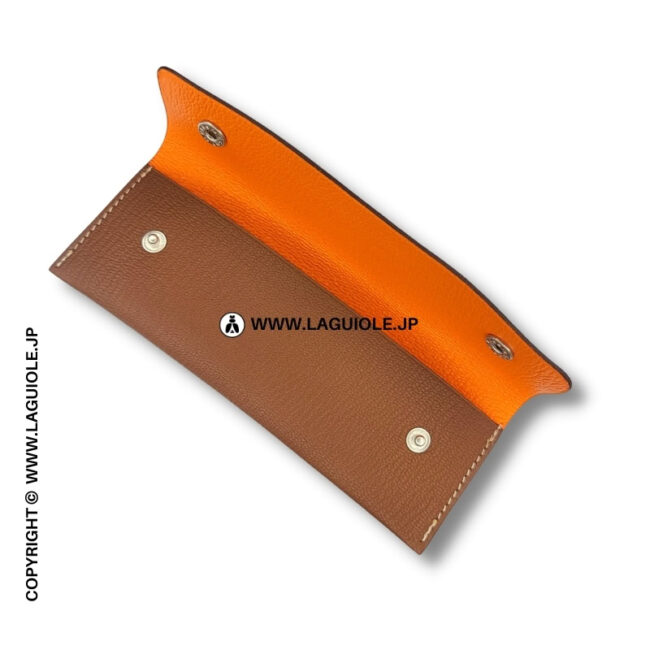 ソムリエナイフ用ラグジュアリーバイカラーレザーシース ブラウン/オレンジ