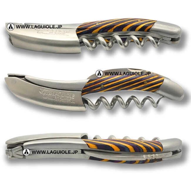 ラギオール ソムリエナイフ、イエロー トリコロール象嵌ハンドル