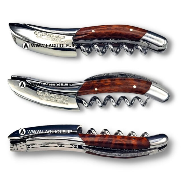 ラギオール ソムリエナイフ、スネークウッドハンドル、ダマスカスブレードエディション