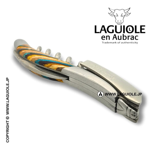 ラギオール ソムリエナイフ、ブラウン トリコロール象嵌ハンドル