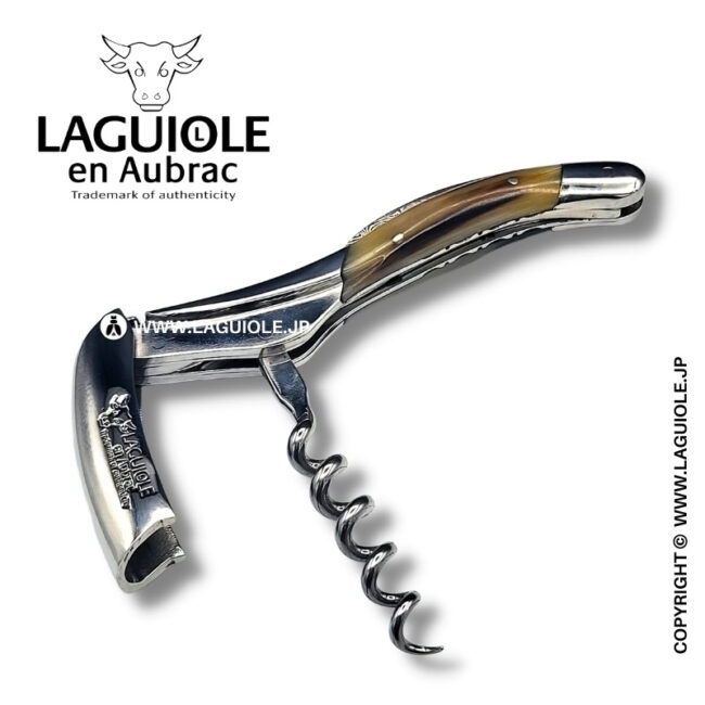 ラギオール ソムリエナイフ、ビーフホーンハンドル、ダマスカスブレードエディション
