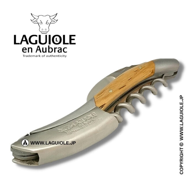 LAGUIOLE ソムリエナイフ　木製ケース付き ラギオール ソムリエナイフ、彫刻ボルスターとオリーブウッド