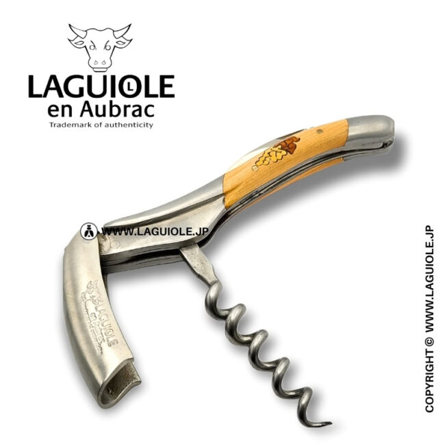 ラギオール ソムリエナイフ、ブドウ象嵌細工とジュニパーウッドハンドル