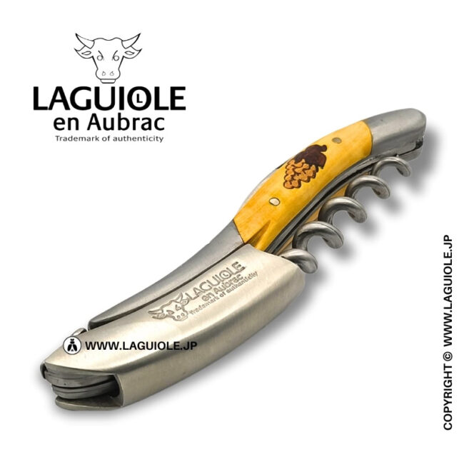 ラギオール ソムリエナイフ、ブドウ象嵌細工とツゲハンドル