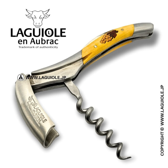 ラギオール ソムリエナイフ、ブドウ象嵌細工とツゲハンドル