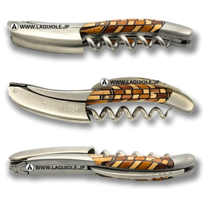 ラギオール ソムリエナイフ、マルケトリ波状スクエアハンドル