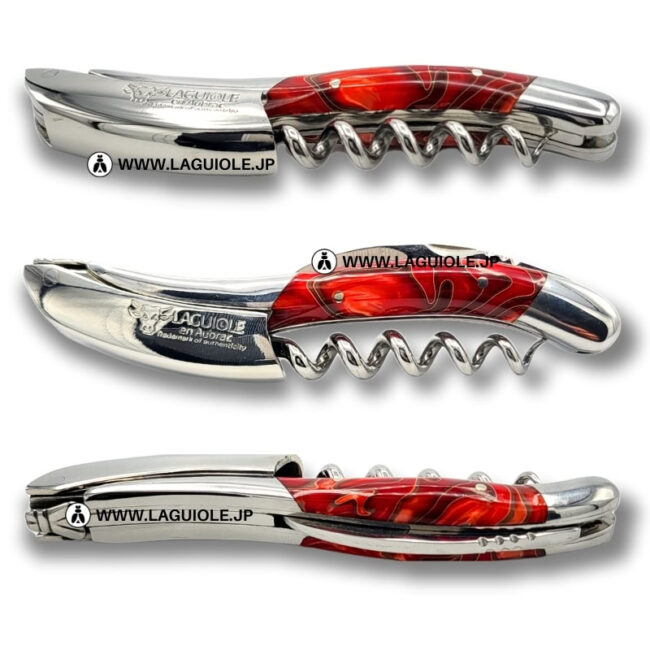 ラギオール ソムリエナイフ、レッドアクリルハンドル