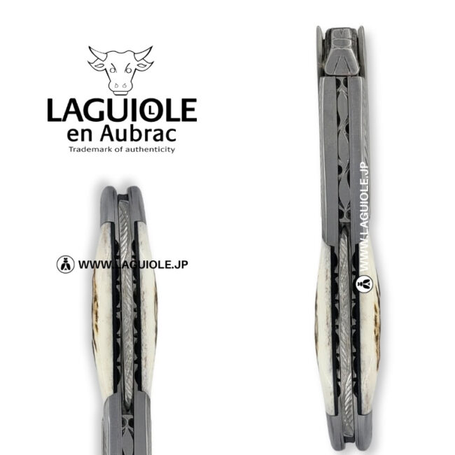 ラギオール ソムリエナイフ、彫刻ボルスターとスタッグホーンハンドル
