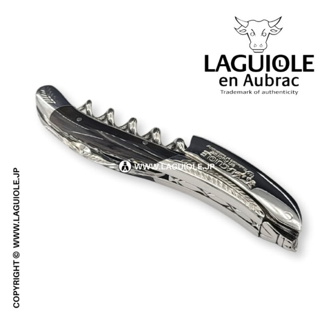 ラギオール ソムリエナイフ、彫刻ボルスターとバッファローホーンハンドル